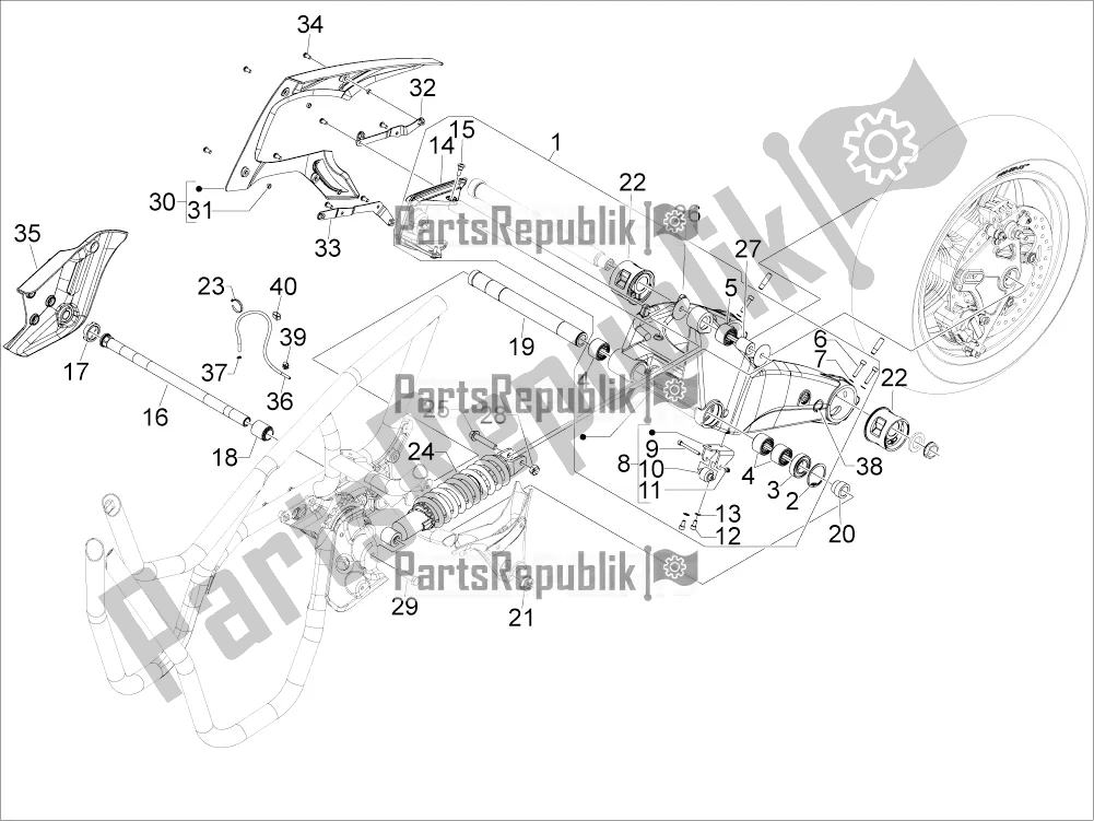 All parts for the Rear Suspension - Shock Absorber/s of the Aprilia SRV 850 2019