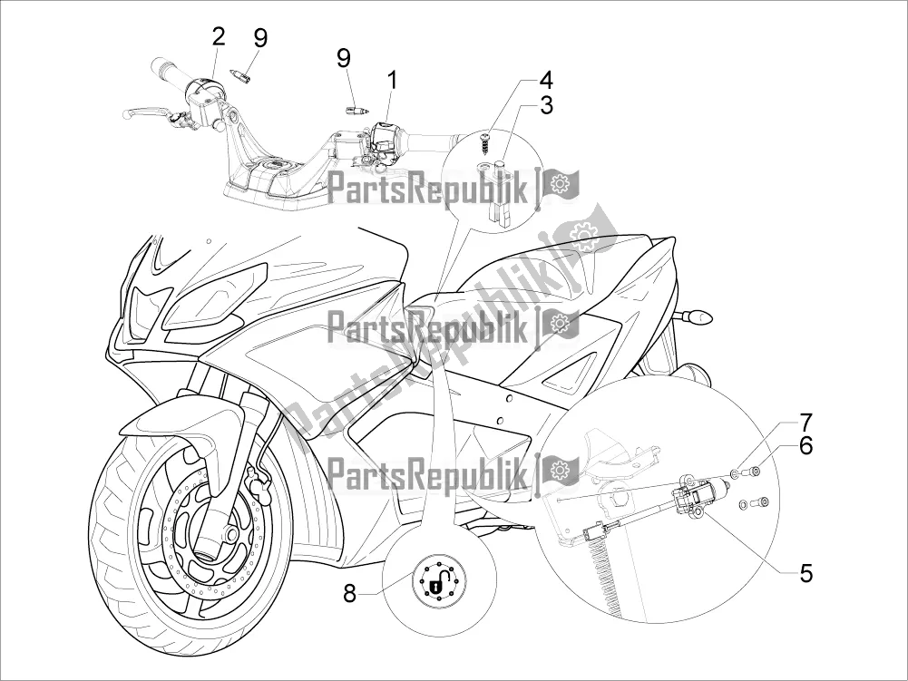 Todas as partes de Seletores - Interruptores - Botões do Aprilia SRV 850 2019