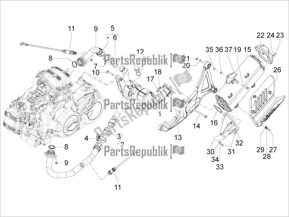 All parts for the Silencer of the Aprilia SRV 850 2019