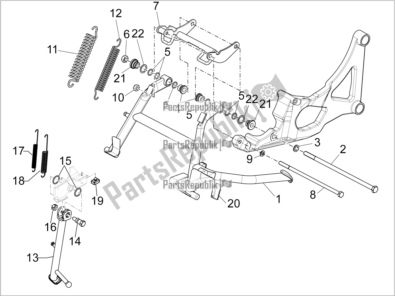 All parts for the Stand/s of the Aprilia SRV 850 2019