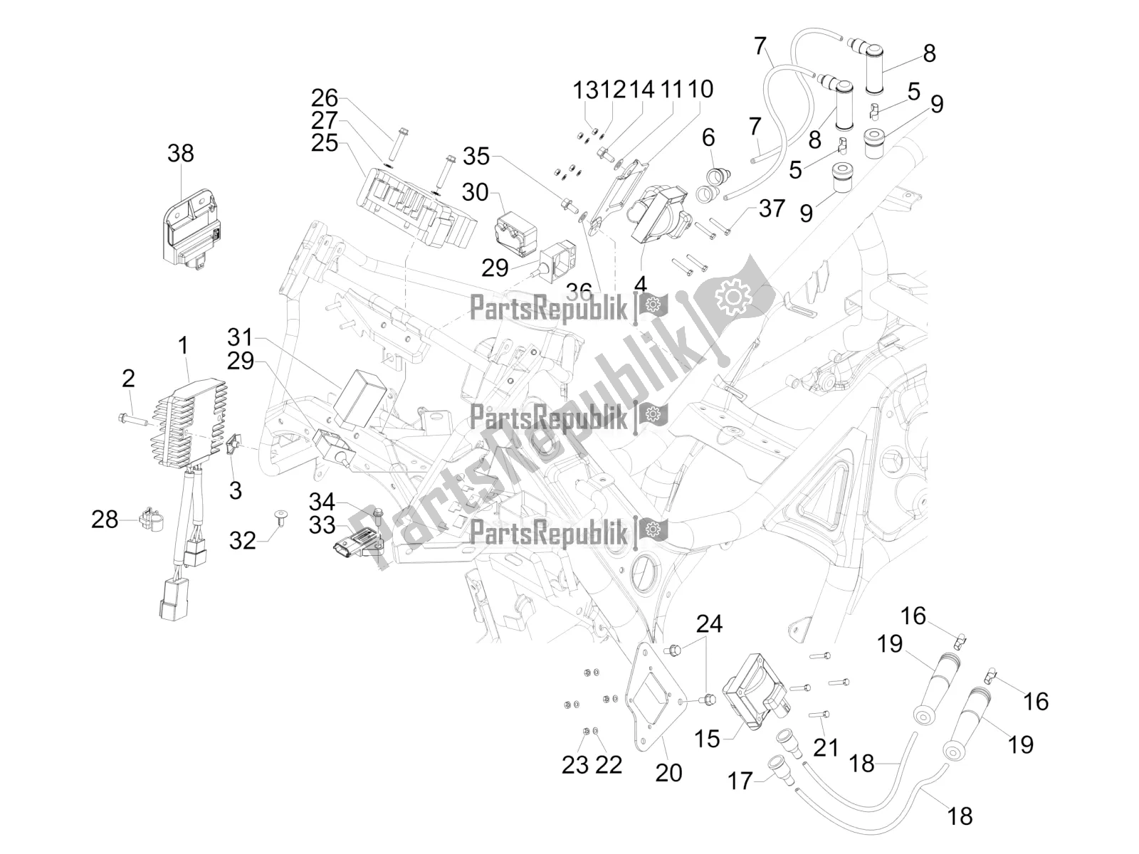 Toutes les pièces pour le Régulateurs De Tension - Unités De Commande électronique (ecu) - H. T. Bobine du Aprilia SRV 850 2019