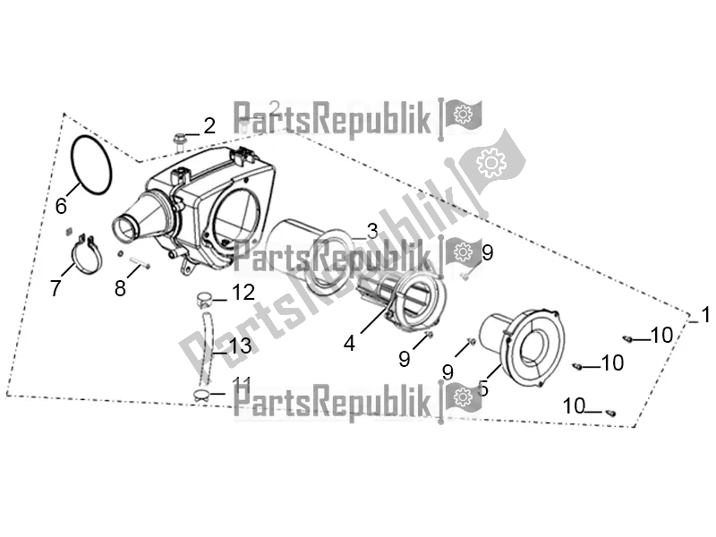 All parts for the Air Cleaner Assembly of the Aprilia STX 150 2016