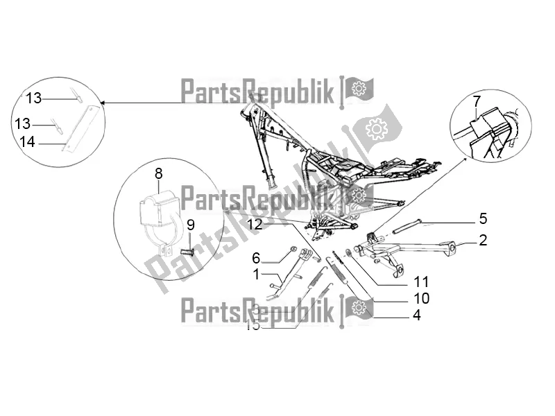 All parts for the Center Stand And Side Stand of the Aprilia STX 150 2016