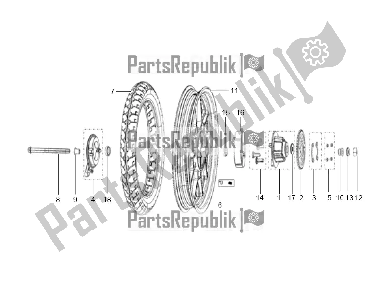 All parts for the Rear Wheel Made Of Alloy Assembly of the Aprilia STX 150 2016