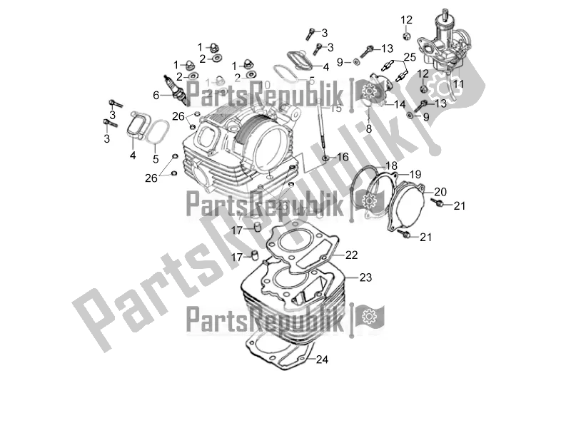 All parts for the Cylinder Head Assy/cylinder Assembly of the Aprilia STX 150 2017