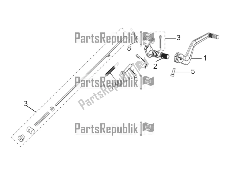 All parts for the Rear Brake Pedal Assembly of the Aprilia STX 150 2017