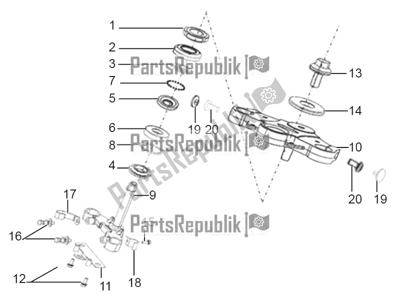 All parts for the Steering Stem Assembly of the Aprilia STX 150 2017