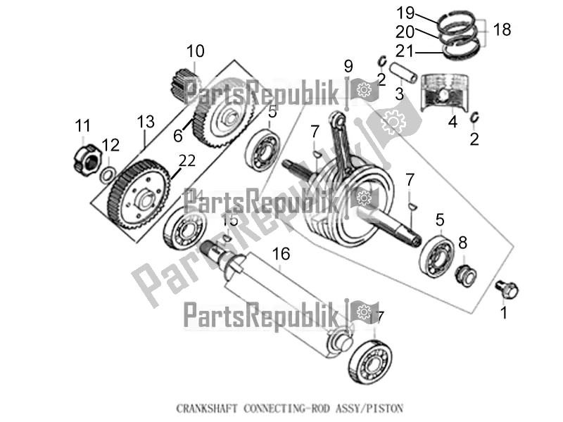All parts for the Crankshaft Connecting-rod Assy/piston of the Aprilia STX 150 2018