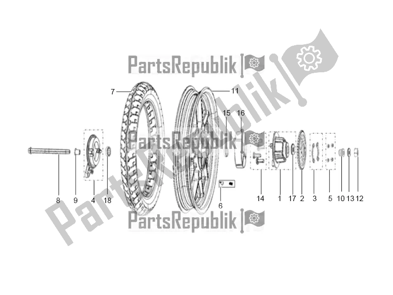 All parts for the Rear Wheel Made Of Alloy Assembly of the Aprilia STX 150 2018