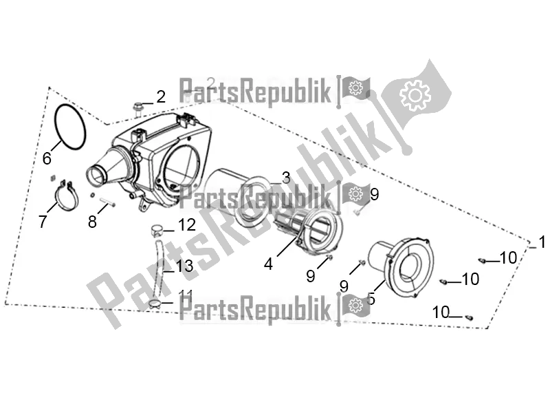 All parts for the Air Cleaner Assembly of the Aprilia STX 150 2019