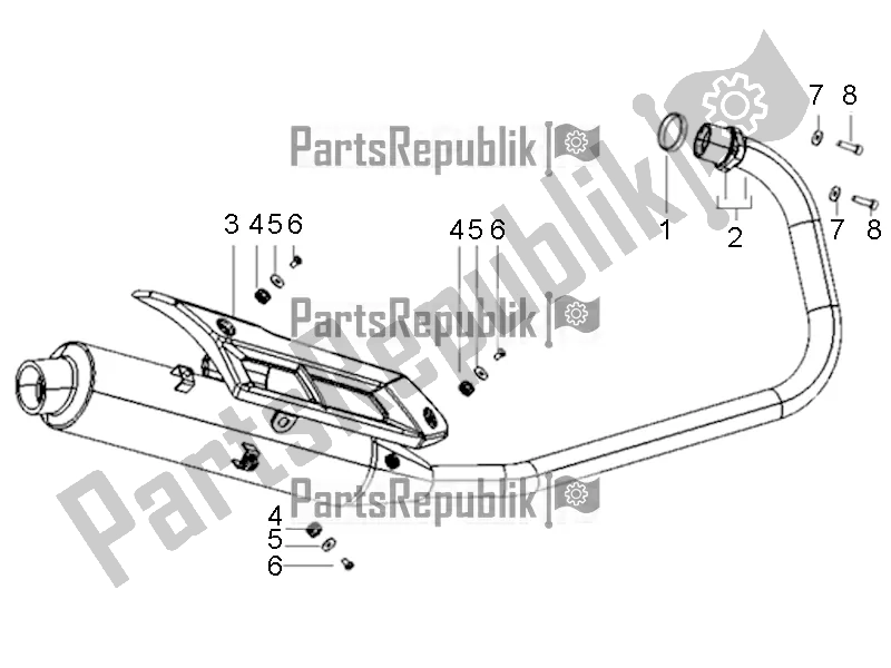 All parts for the Muffler Assembly of the Aprilia STX 150 2019