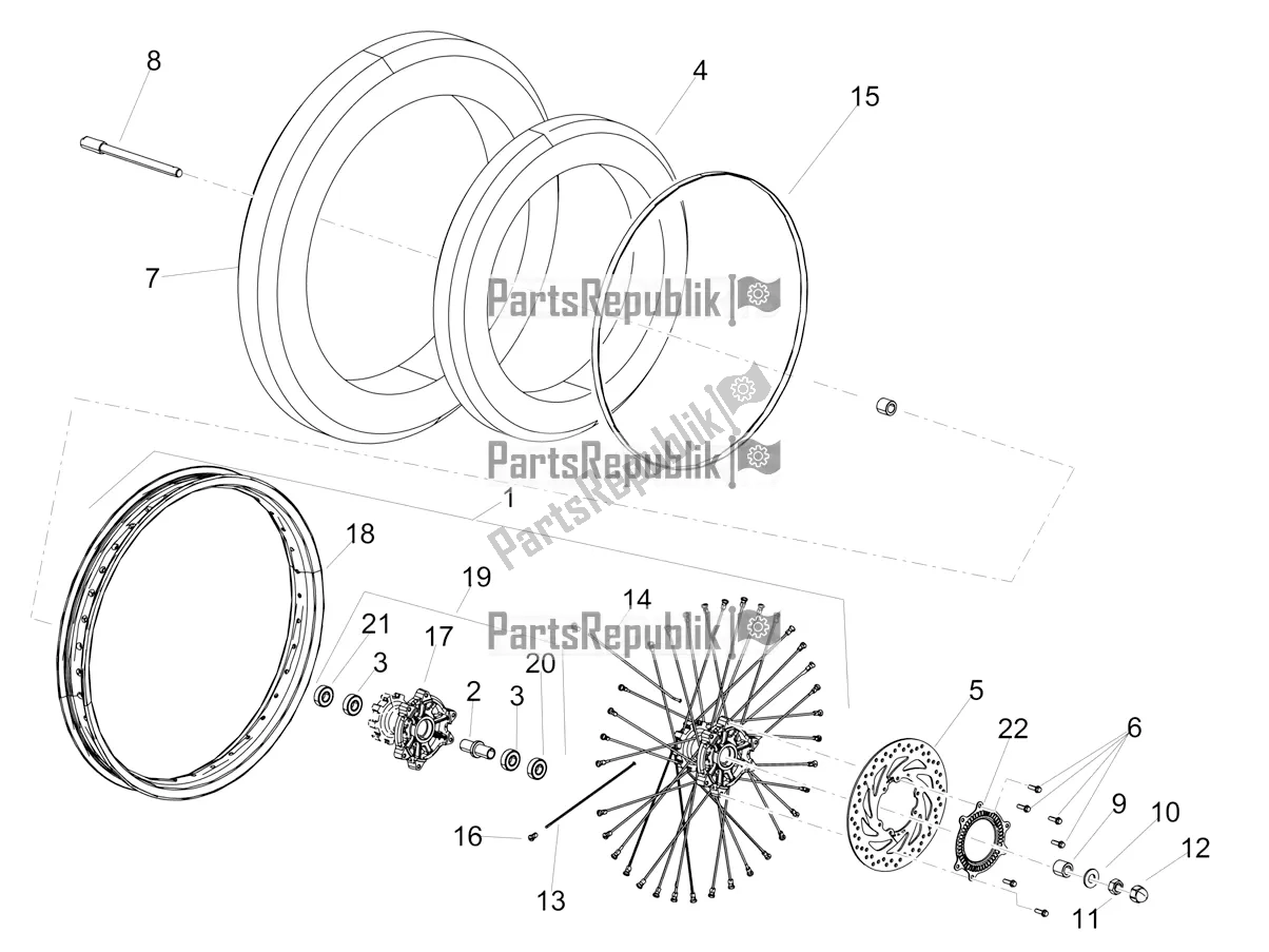 All parts for the Front Wheel of the Aprilia SX 125 2018