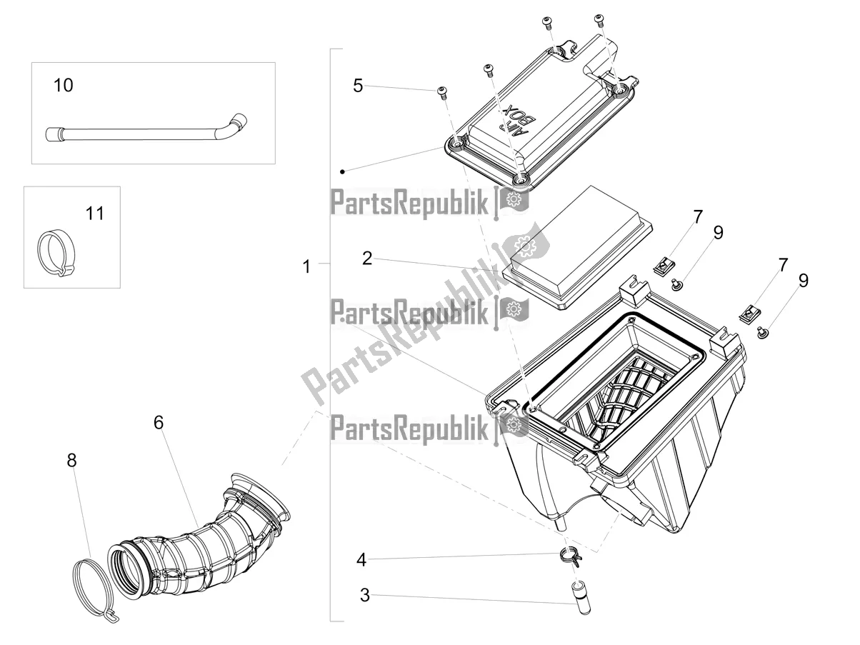 All parts for the Air Box of the Aprilia SX 125 2019