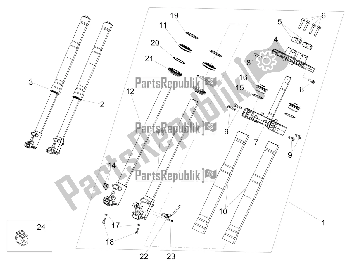 Alle onderdelen voor de Vork van de Aprilia SX 125 2019