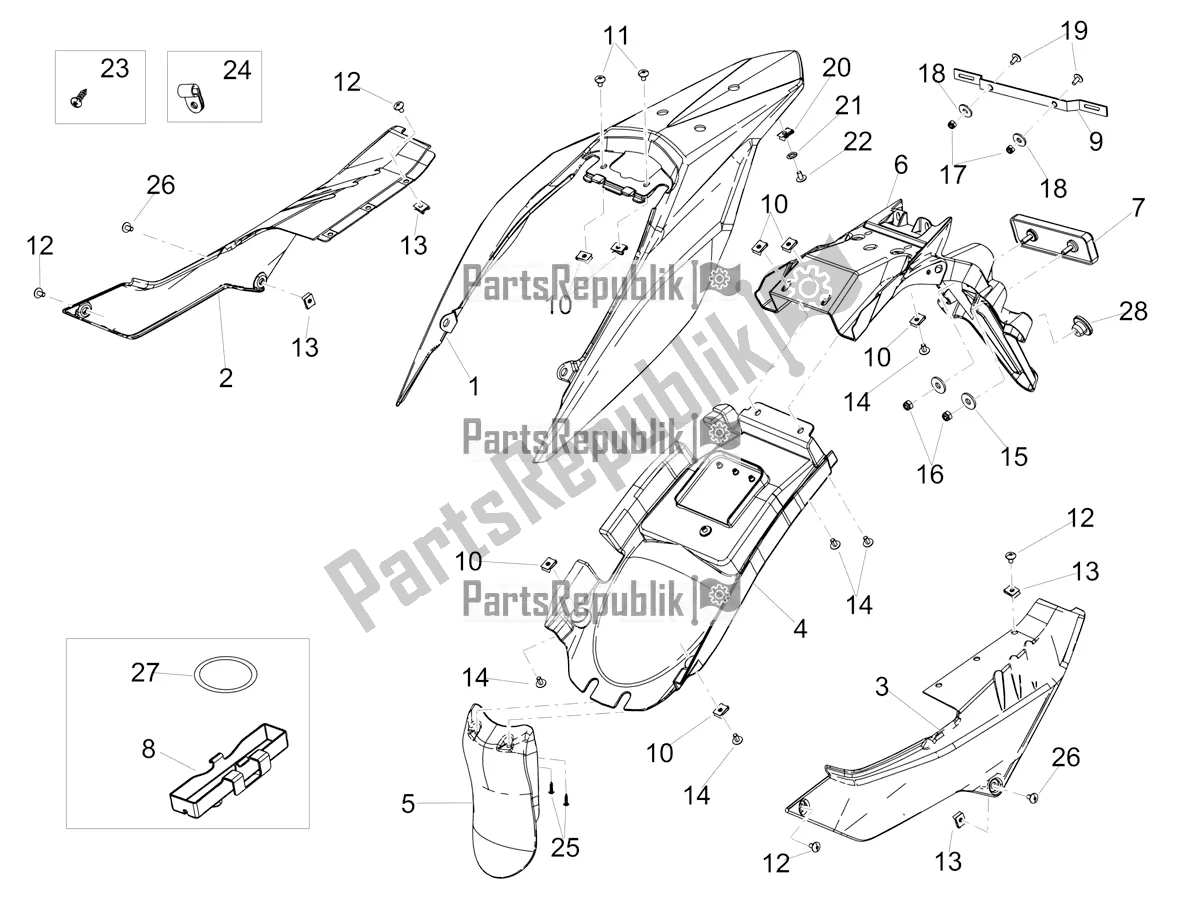 All parts for the Rear Body of the Aprilia SX 125 2019
