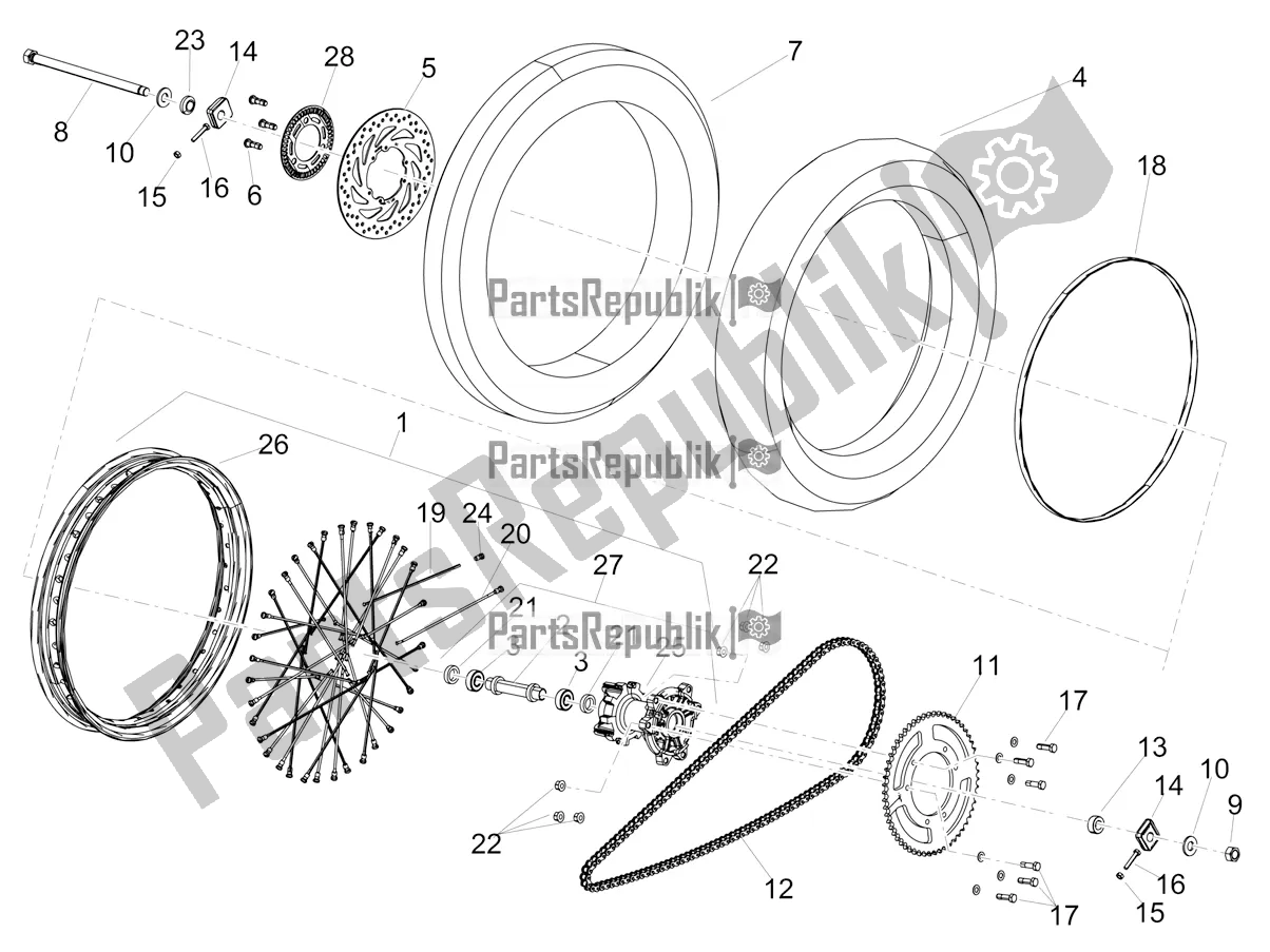 Toutes les pièces pour le Roue Arrière du Aprilia SX 125 2019