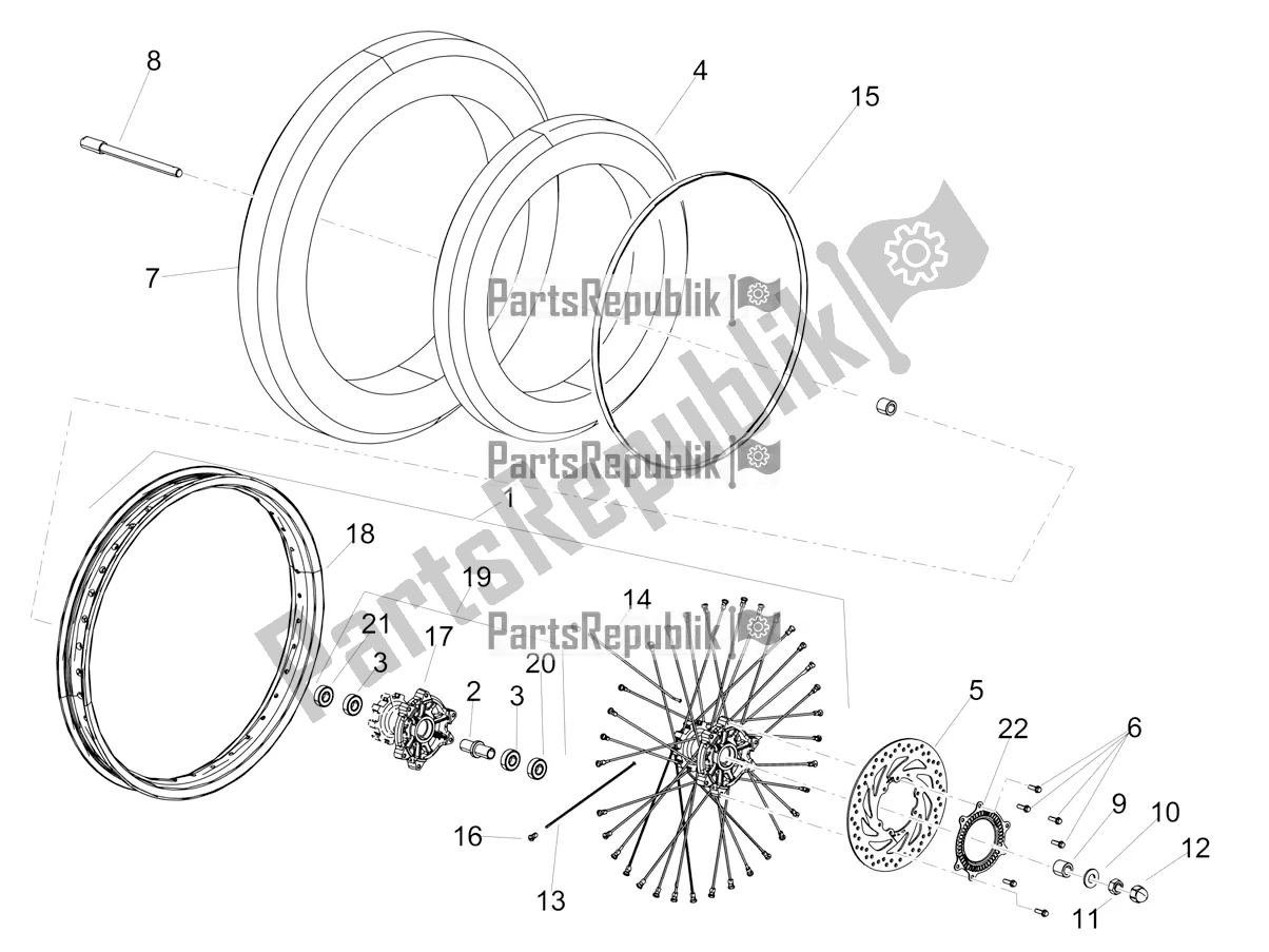 Alle onderdelen voor de Voorwiel van de Aprilia SX 125 2020