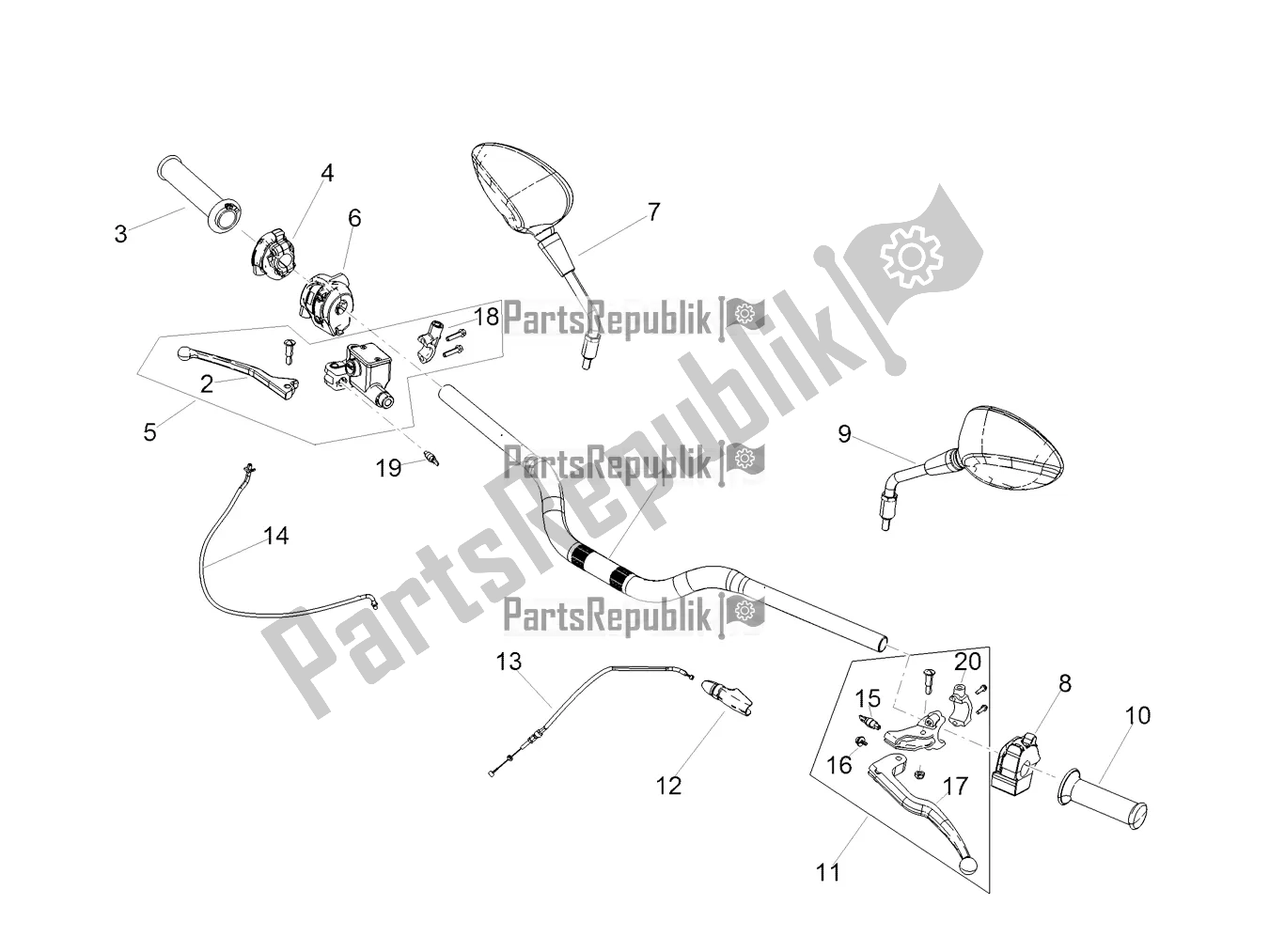 All parts for the Handlevar And Controls of the Aprilia SX 125 2020