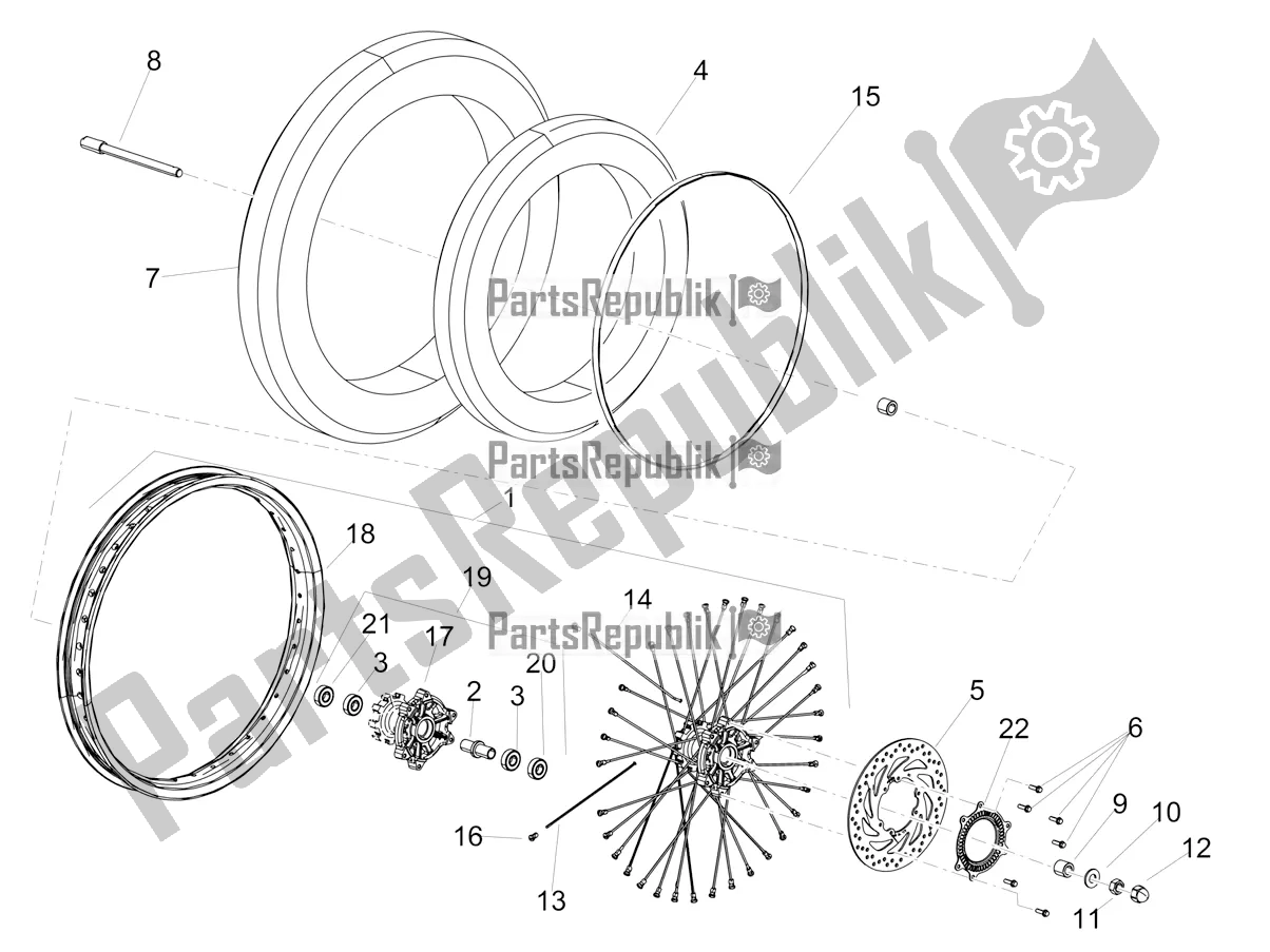 Alle onderdelen voor de Voorwiel van de Aprilia SX 125 2021