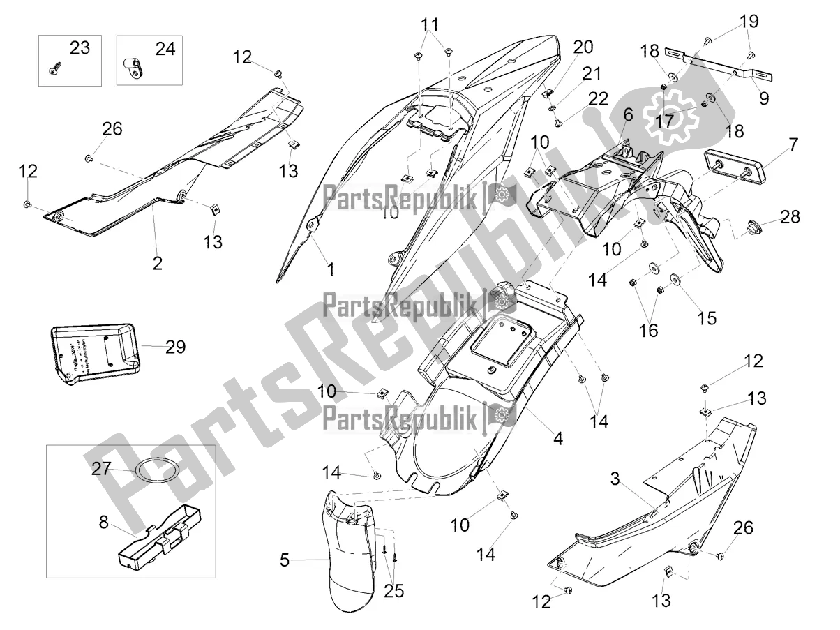 All parts for the Rear Body of the Aprilia SX 125 2021