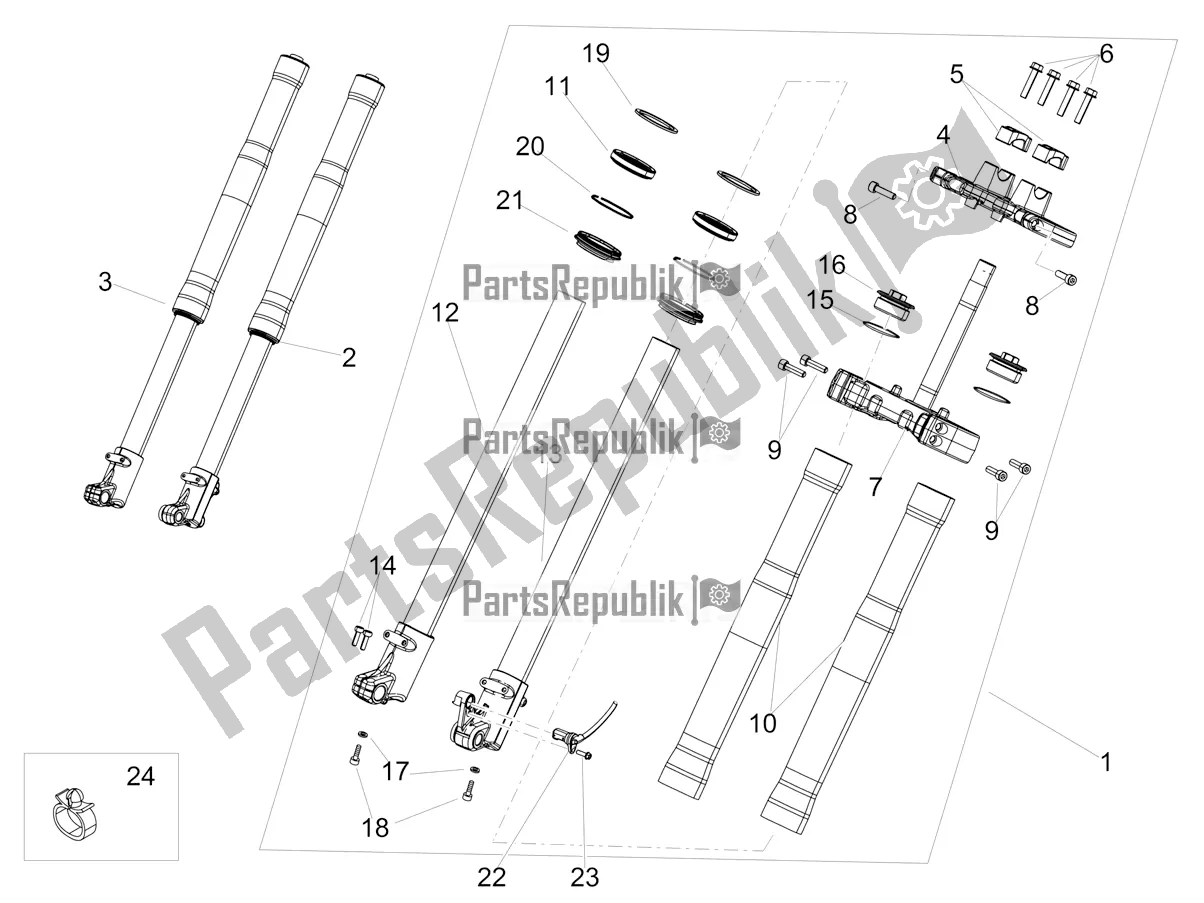 Alle onderdelen voor de Vork van de Aprilia SX 125 2022
