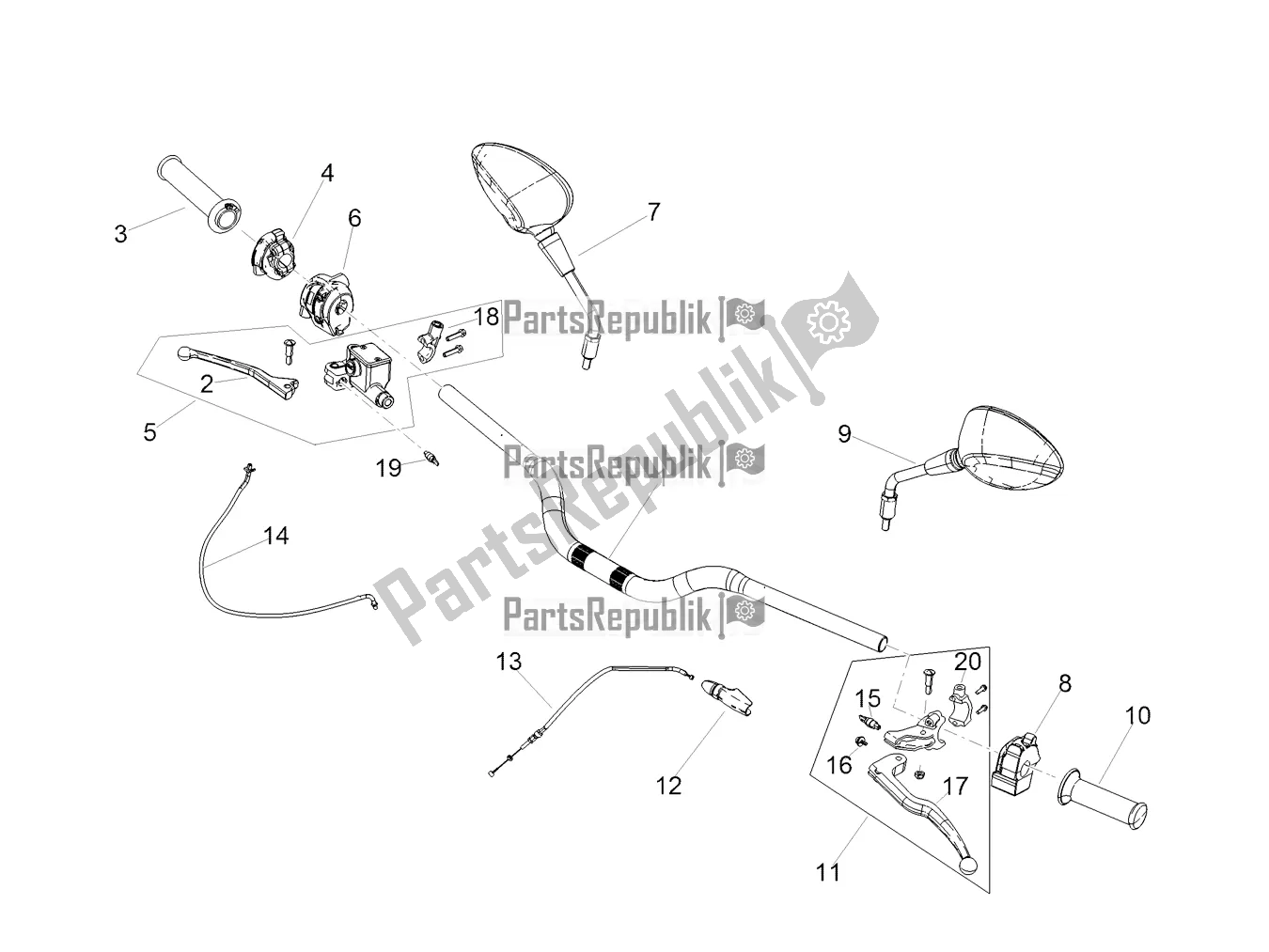 Toutes les pièces pour le Guidon Et Commandes du Aprilia SX 125 Apac 2019