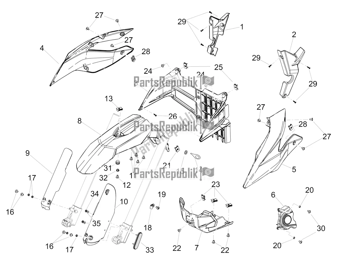 Tutte le parti per il Corpo Anteriore del Aprilia SX 125 Apac 2020