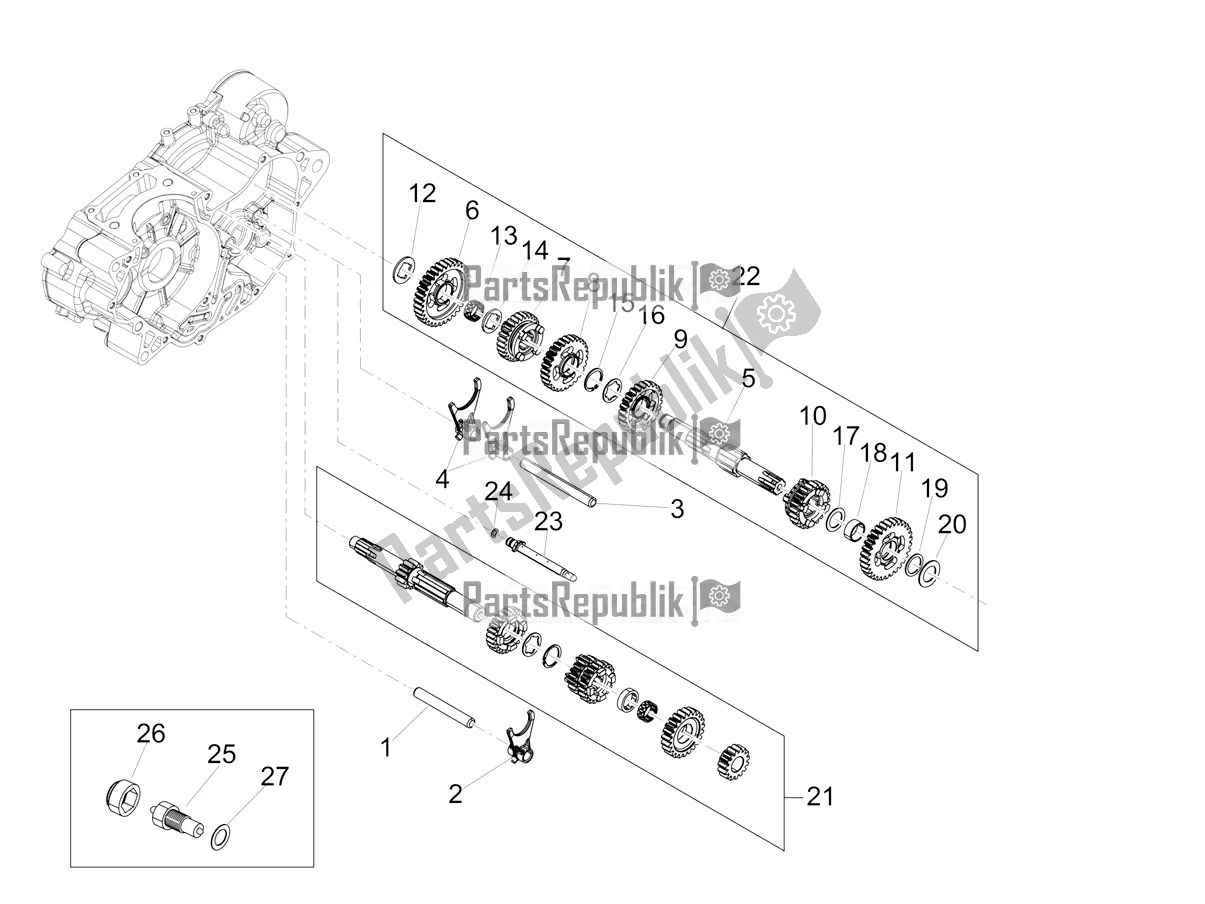 Alle onderdelen voor de Versnellingsbak - Versnellingsbak van de Aprilia SX 125 Apac 2020