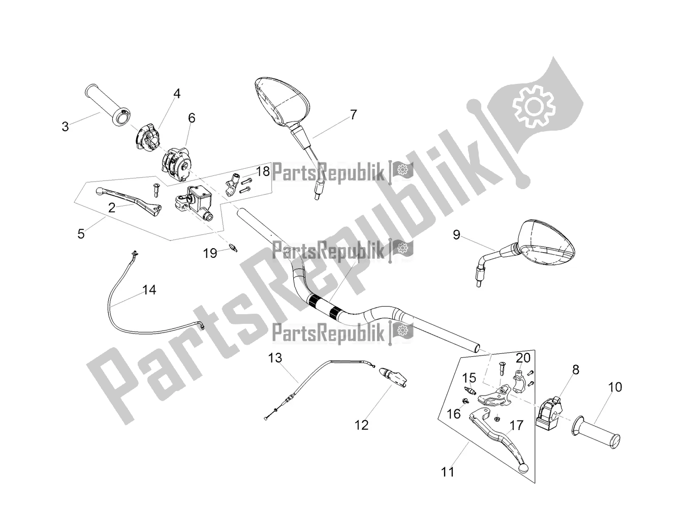 Toutes les pièces pour le Guidon Et Commandes du Aprilia SX 125 Apac 2020