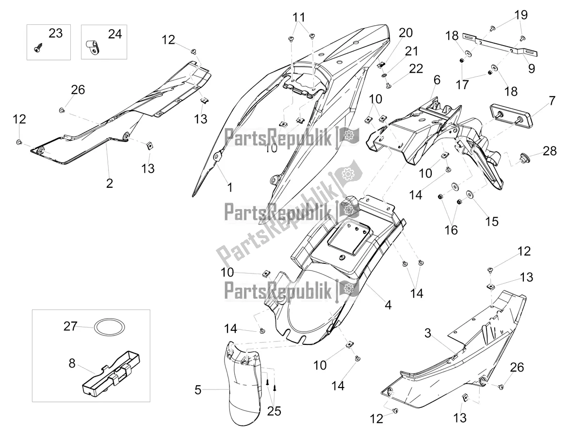 All parts for the Rear Body of the Aprilia SX 125 Apac 2020