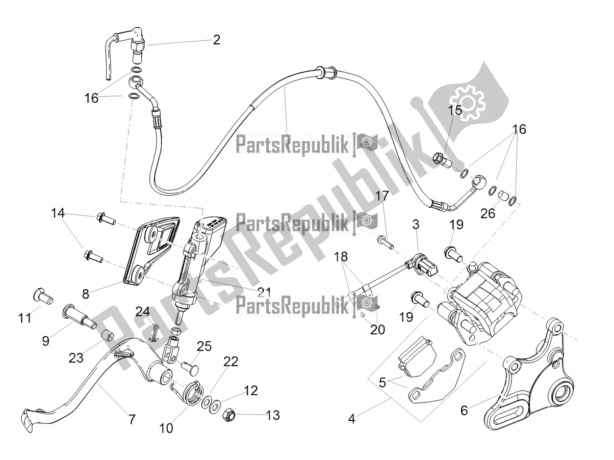 All parts for the Rear Brake System of the Aprilia SX 125 Apac 2020