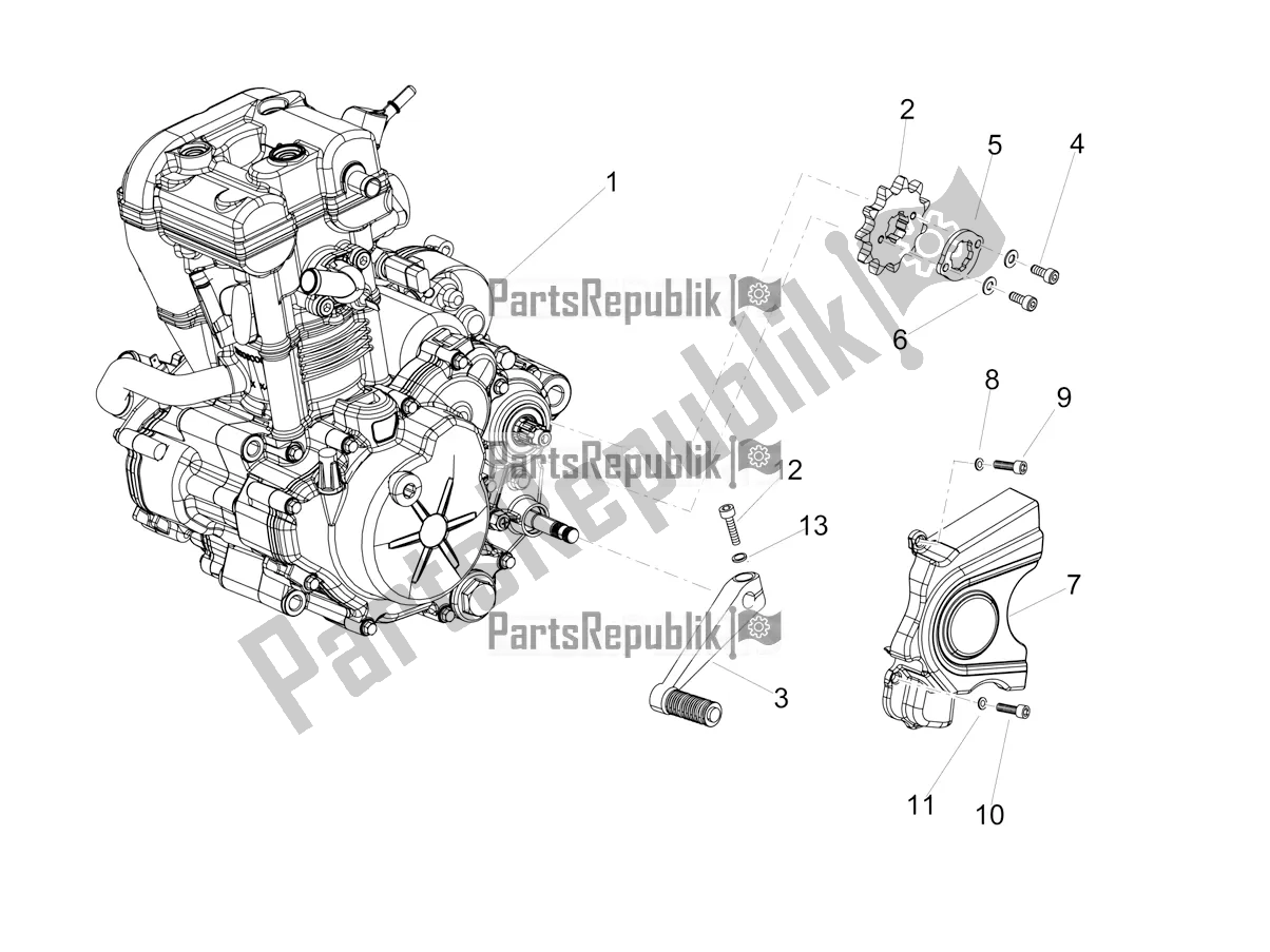 Alle onderdelen voor de Motor-completerende Deel-hendel van de Aprilia SX 125 Apac 2021