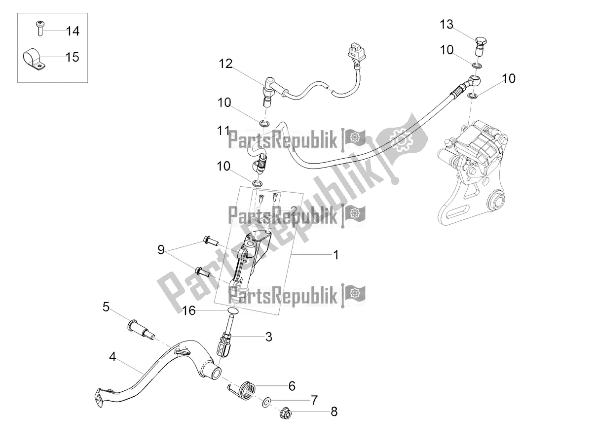 All parts for the Rear Master Cylinder of the Aprilia SX 50 2018