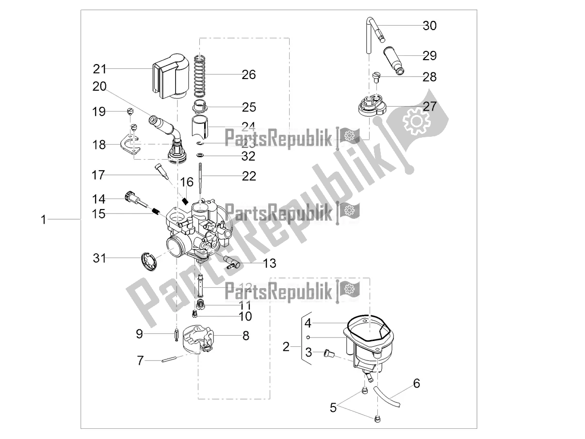 All parts for the Carburettor of the Aprilia SX 50 2019