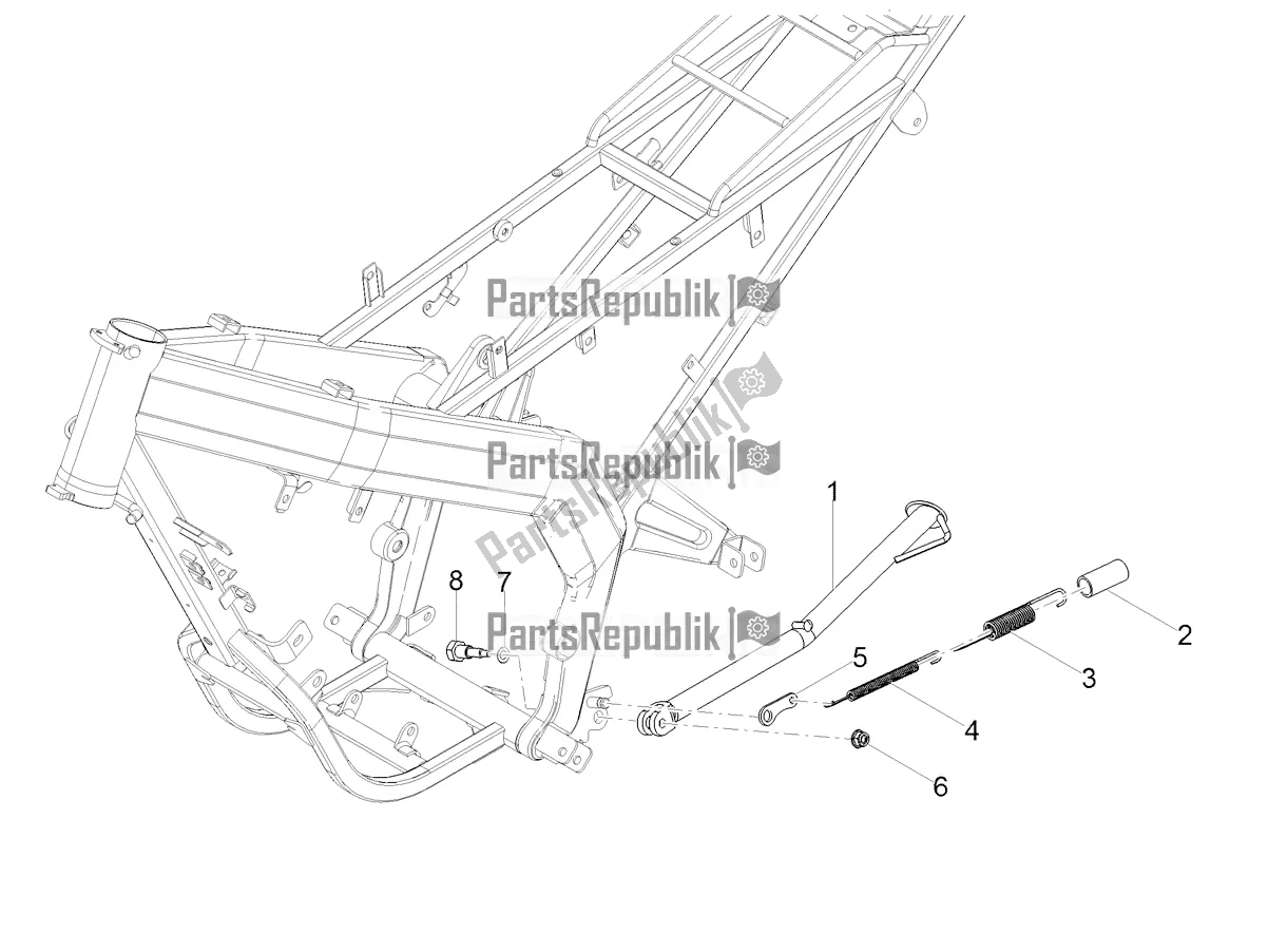 All parts for the Central Stand of the Aprilia SX 50 2019