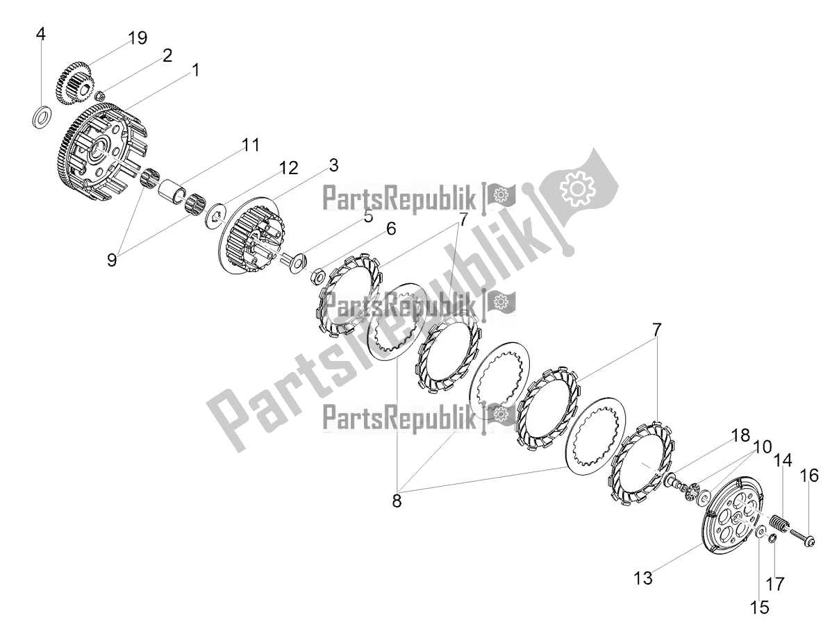 All parts for the Clutch of the Aprilia SX 50 2019