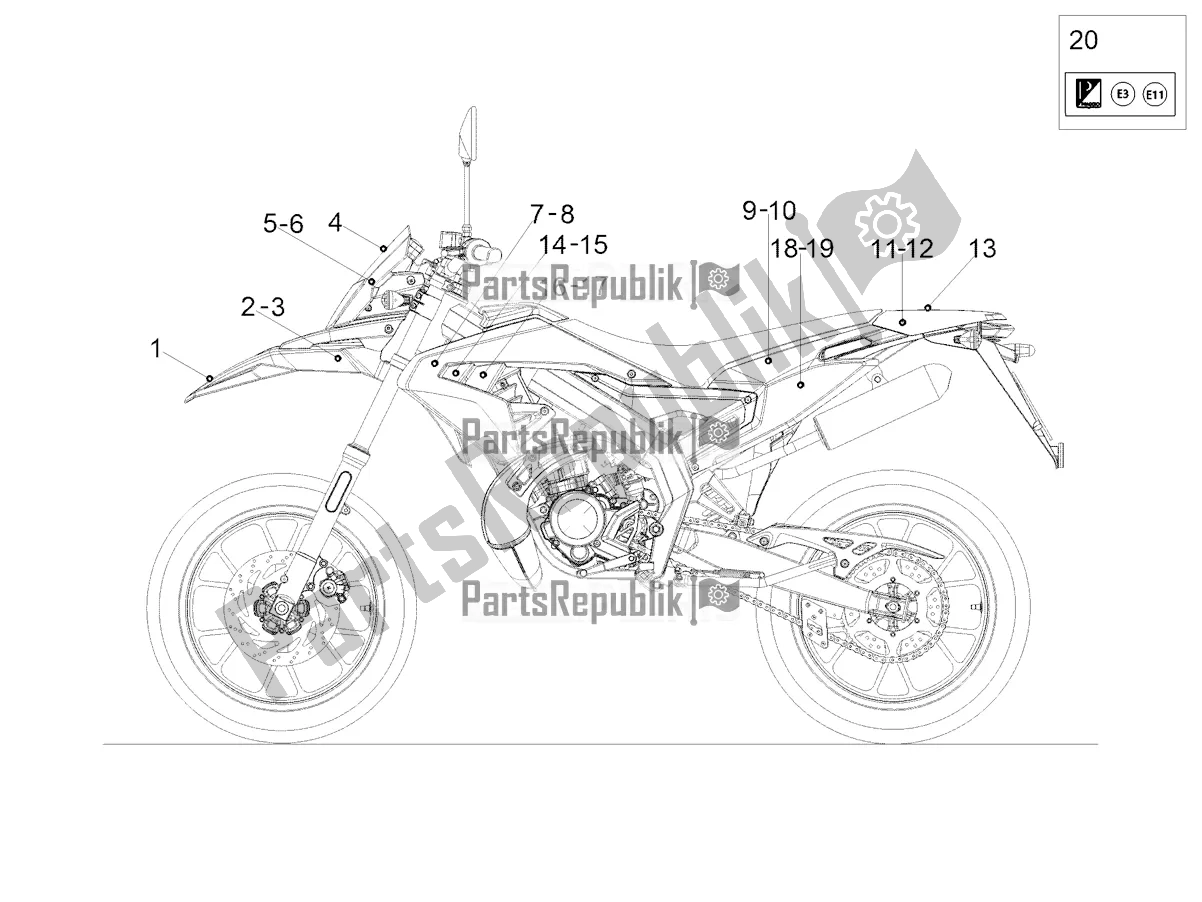 All parts for the Decal of the Aprilia SX 50 2019