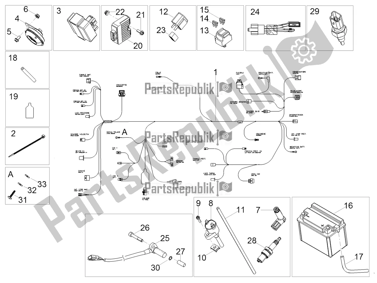 All parts for the Central Electrical System of the Aprilia SX 50 2020