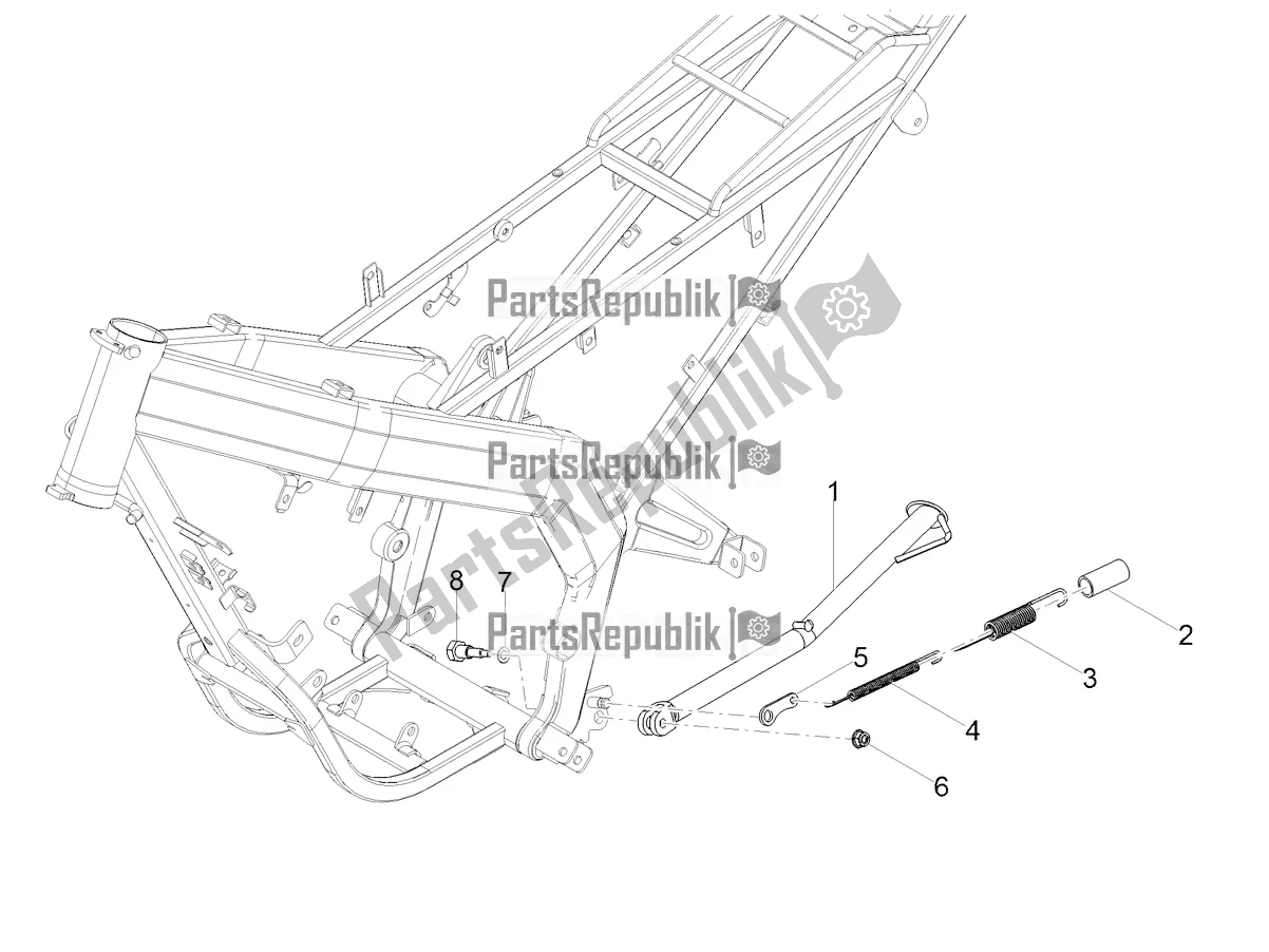 All parts for the Central Stand of the Aprilia SX 50 2020