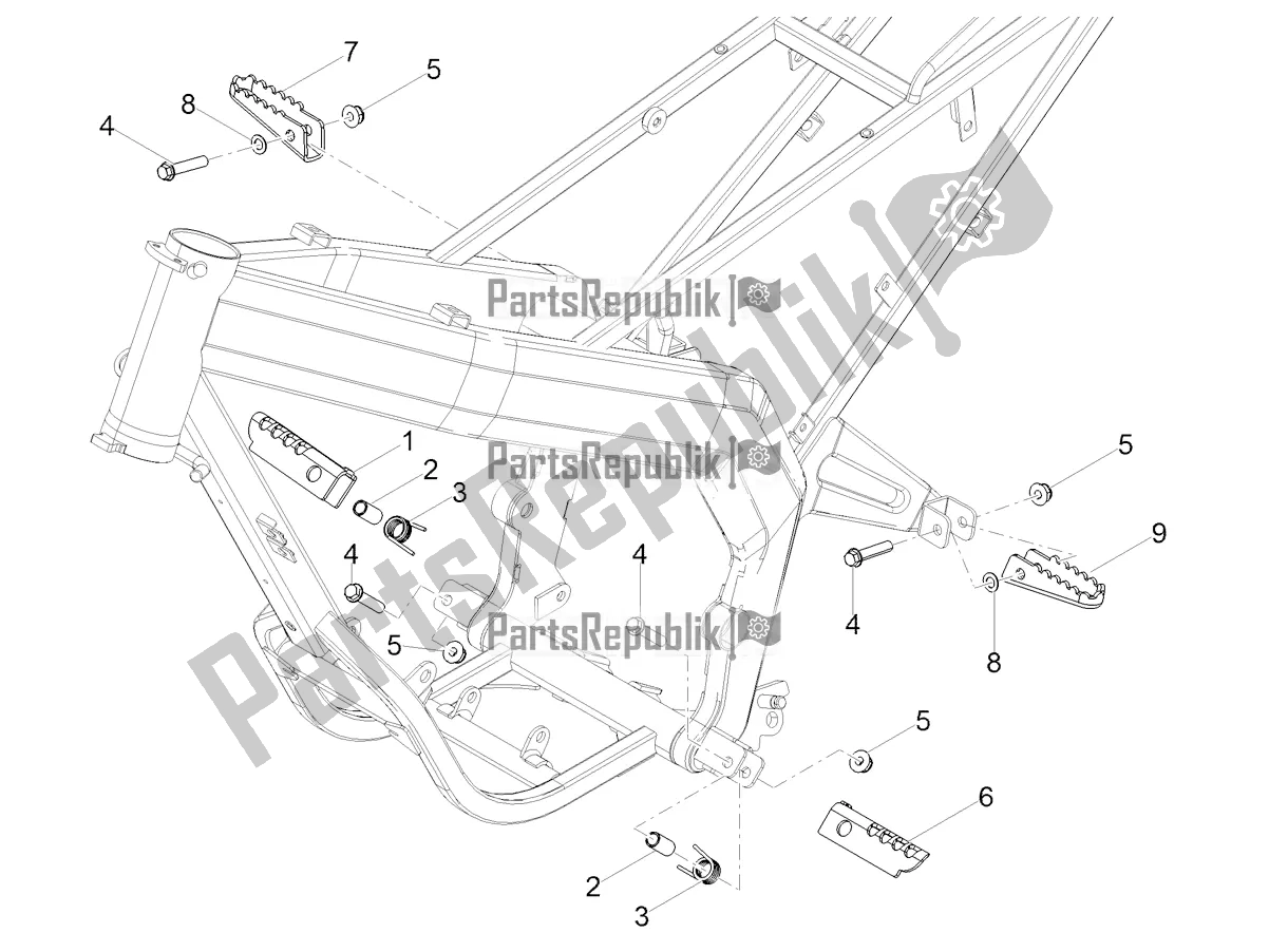 Alle Teile für das Fußstützen des Aprilia SX 50 2020