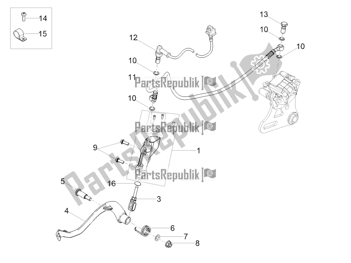 All parts for the Rear Master Cylinder of the Aprilia SX 50 2020