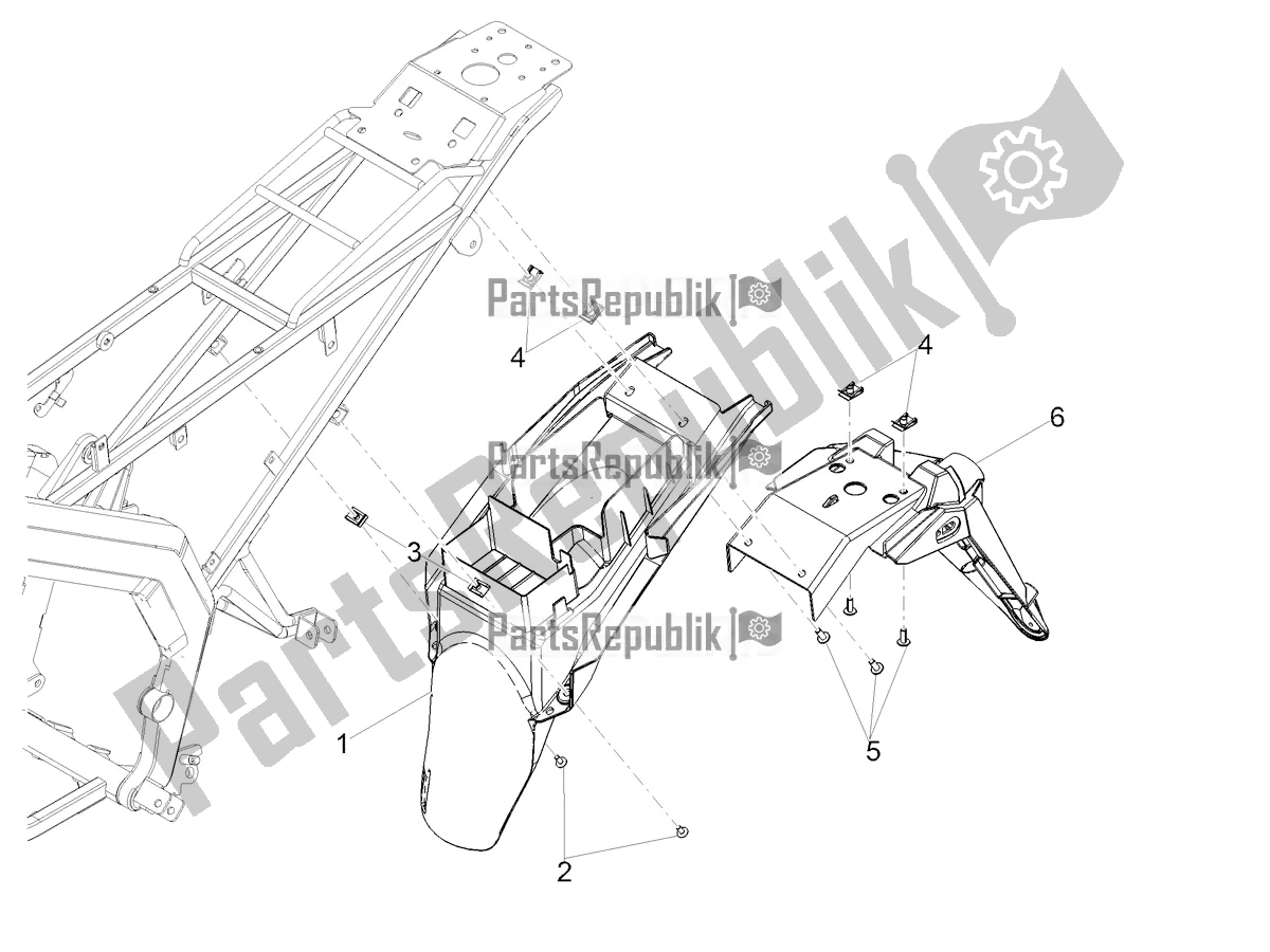 All parts for the Rear Mudguard of the Aprilia SX 50 2020