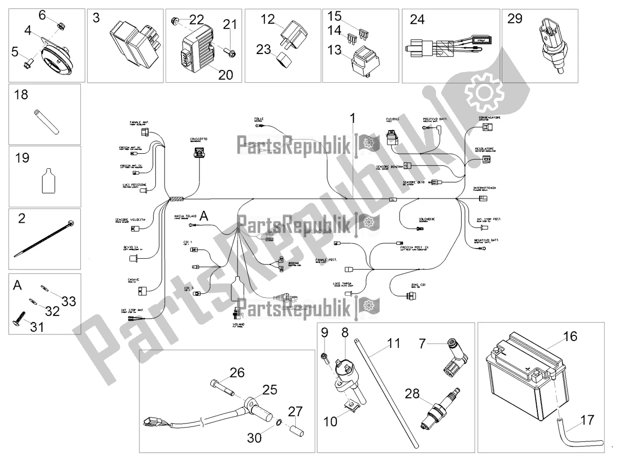 All parts for the Central Electrical System of the Aprilia SX 50 2021