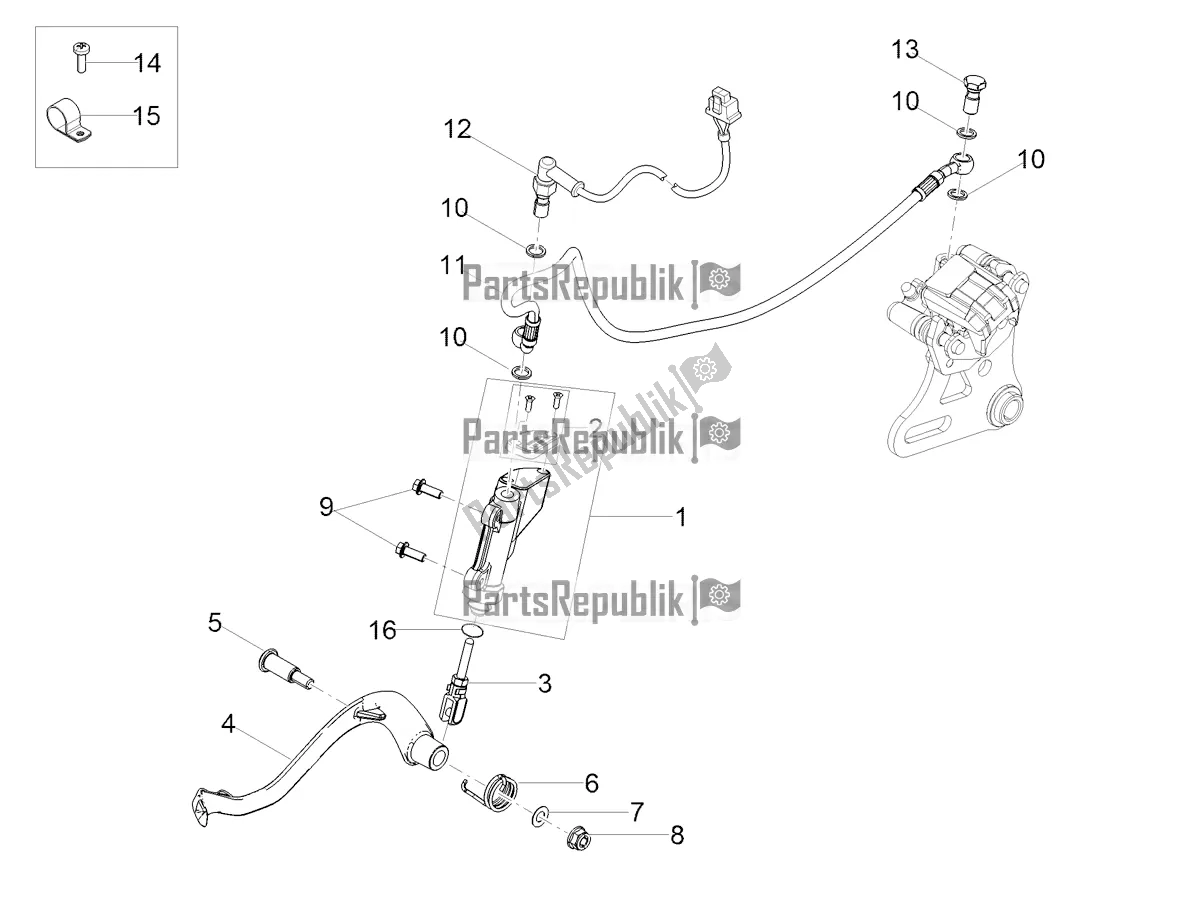 Todas as partes de Cilindro Mestre Traseiro do Aprilia SX 50 2021