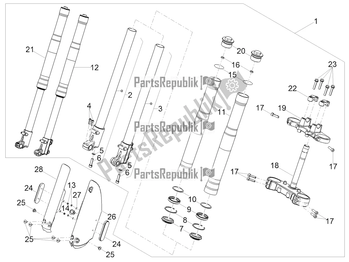 All parts for the Front Fork of the Aprilia SX 50 Factory 2018