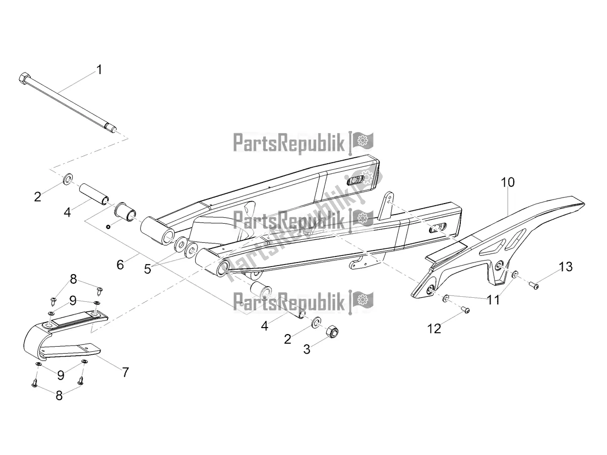 All parts for the Swing Arm of the Aprilia SX 50 Factory 2018