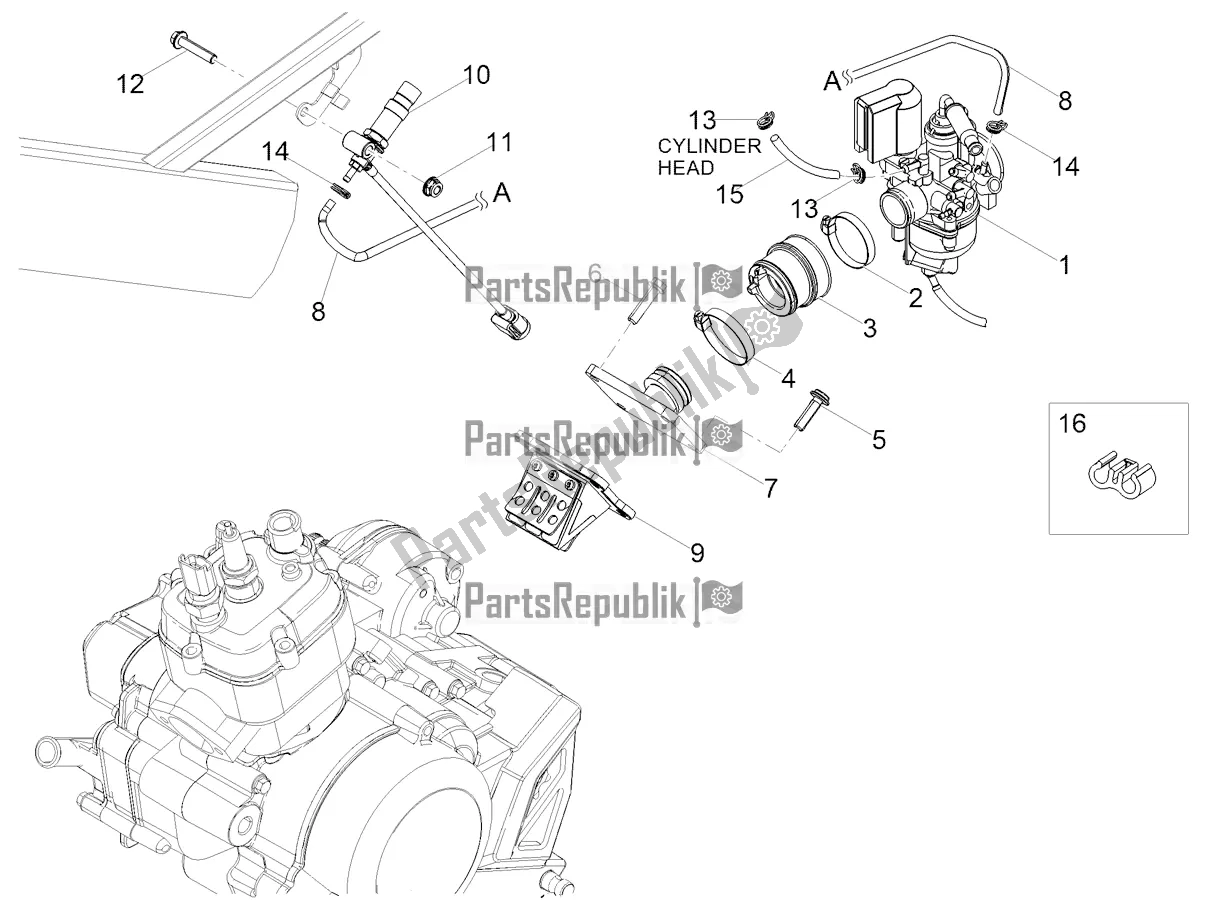 Alle onderdelen voor de Carburateur van de Aprilia SX 50 Factory 2019