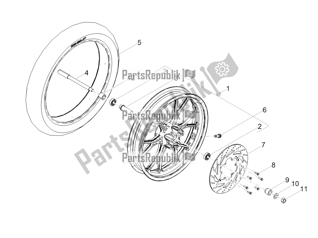 All parts for the Front Wheel of the Aprilia SX 50 Factory 2019