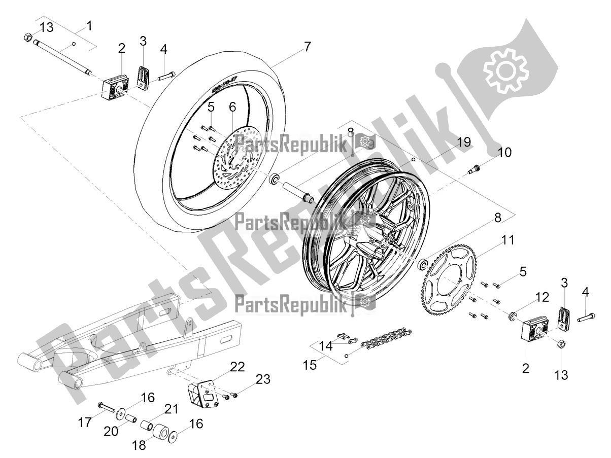 Alle onderdelen voor de Achterwiel van de Aprilia SX 50 Factory 2019
