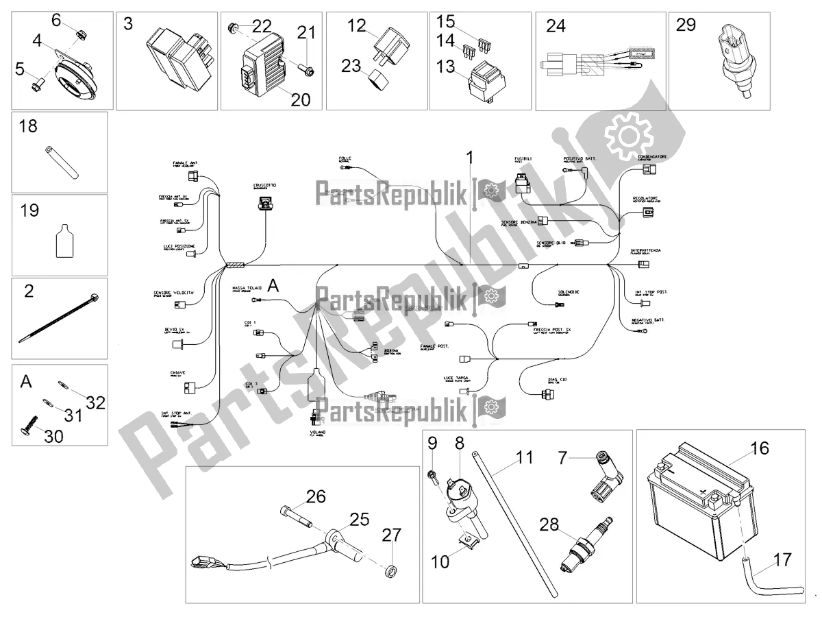 All parts for the Central Electrical System of the Aprilia SX 50 Factory 2020